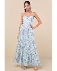 Lulus - Special Moment Floral Strapless Bustier Maxi Dress - Lyst