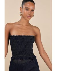 Lulus - Diantha Smocked Strapless Crop Top - Lyst