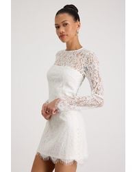 Lulus - Arlet Lace Long Sleeve Mini Dress - Lyst
