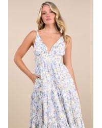 Lulus - Brightly Blossoming Floral Tiered Midi Dress - Lyst