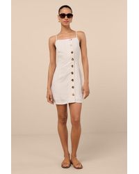 Lulus - Chic Objective Light Button-Front Mini Dress - Lyst