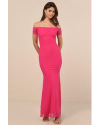 Lulus - Faizah Mesh Off-The-Shoulder Mermaid Maxi Dress - Lyst