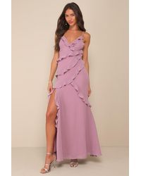 Lulus - Fancy Sweetness Ruffled Lace-Up Sleeveless Maxi Dress - Lyst