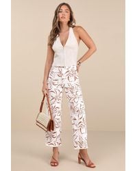 Billabong - Free Fall Floral Twill High-Rise Wide-Leg Pants - Lyst
