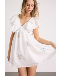 Lulus - Kory Embroidered Flutter Sleeve Mini Dress - Lyst