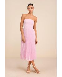 Lulus - Perfectly Stunning Jacquard Strapless Midi Dress - Lyst