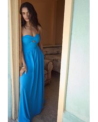 Lulus - Rozala Bright Pleated Strapless Maxi Dress - Lyst