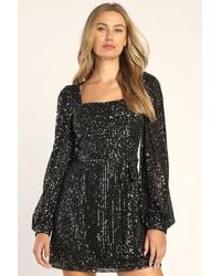 Lulus - Festive Mood Sequin Long Sleeve Mini Dress - Lyst