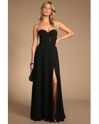 Lulus - Remember This Moment Rhinestone Strapless Maxi Dress - Lyst