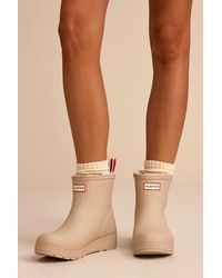 HUNTER - Play Smoke Insulated Shearling Short Rain Boots - Lyst