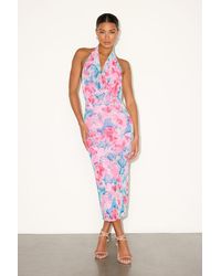 Lulus - Venus And Floral Mesh Backless Midi Dress - Lyst
