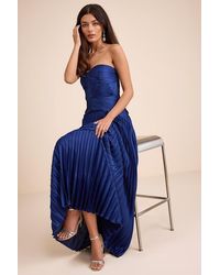 Lulus - Elkay Pleated Satin Drop Waist Maxi Dress - Lyst