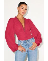 Lulus - Cadria Long Sleeve Ruched Bodysuit - Lyst
