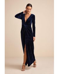Lulus - Angelina Velvet Twist-Front Maxi Dress - Lyst