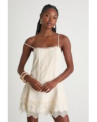 Lulus - Sahima Cream Lace Tiered Mini Dress - Lyst