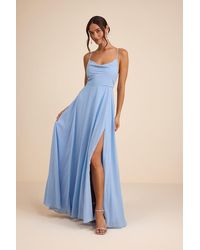 Lulus - Romantically Speaking Cowl Lace-Up Maxi Dress - Lyst
