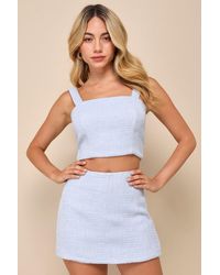 Lulus - Elevated Attitude Tweed Sleeveless Two-Piece Skort Romper - Lyst