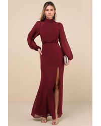 Lulus - Graceful Entrance Long Sleeve Backless Maxi Dress - Lyst