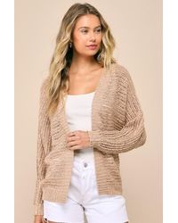 Lulus - Evening Sweetie Loose Crochet Sheer Cardigan Sweater - Lyst
