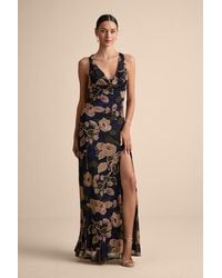 Lulus - Kyra Floral Mesh Cowl Neck Maxi Dress - Lyst