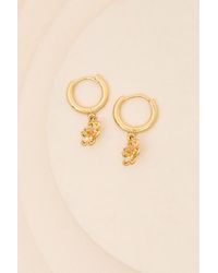 Lulus - Taleen Floral Huggie Hoop Earrings - Lyst
