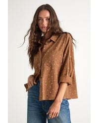 Lulus - Amelia Dawn Polka Dot Long Sleeve Button-Up Top - Lyst