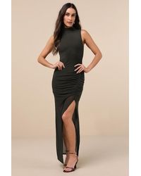 Lulus - Renowned Glamour Mesh Mock Neck Maxi Dress - Lyst
