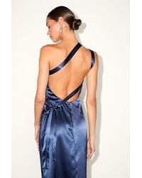 Lulus - Yvonne Satin One-Shoulder Midi Dress - Lyst