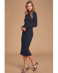 Lulus - The Best Yet Ribbed Bodycon Sweater Dress - Lyst