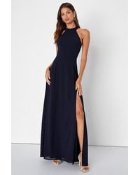 Lulus - Confidently Charismatic Backless Halter Maxi Dress - Lyst