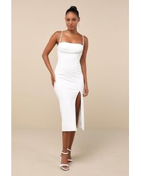 Lulus - Upscale Flirt Rhinestone Sleeveless Bodycon Midi Dress - Lyst