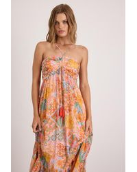 Lulus - Grace Bay Blush Multi Boho Print Halter Maxi Dress - Lyst