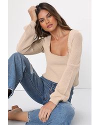 Lulus - Best Essence Knit Long Sleeve Sweater Top - Lyst