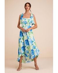 Lulus - Fleurette Light Floral Tie-Strap Midi Dress - Lyst