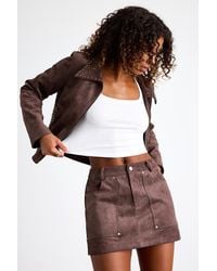 Lulus - Nilza Chocolate Suede Mid-Rise Mini Skirt - Lyst
