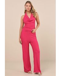 Lulus - Cove Textured High-Rise Pants - Lyst
