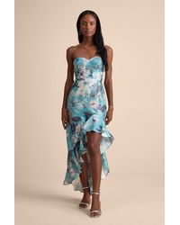 Lulus - Blushing Darling Floral Strapless High-Low Maxi Dress - Lyst