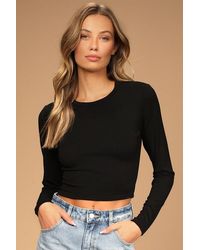Lulus - Begin With The Basics Long Sleeve Crop Top - Lyst