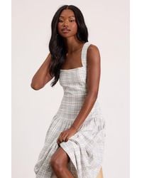 Lulus - Matilda Plaid Drop Waist Midi Dress - Lyst