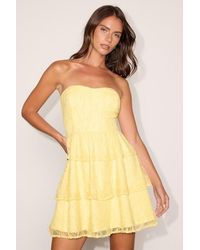 Lulus - Sweet Perception Lace Strapless Tiered Mini Dress - Lyst