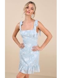 Lulus - No One Prettier Floral Embroidered Tie-Strap Mini Dress - Lyst