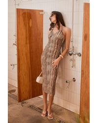 Lulus - Meela And Abstract Mesh Halter Midi Dress - Lyst