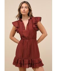 Lulus - Tanaya Flutter Sleeve Tiered Mini Dress - Lyst