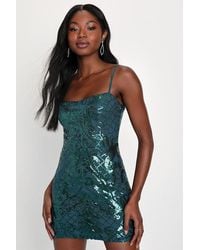 Lulus - Sparkling Magic Sequin Lace-Up Mini Dress - Lyst