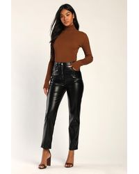 Lulus - Hit Your Mark Vegan Leather Straight Leg Pants - Lyst