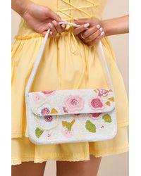 Lulus - Laurencia Beaded Floral Shoulder Bag - Lyst