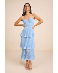 Lulus - Cascading Crush Tiered Bustier Midi Dress - Lyst