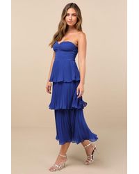Lulus - Seriously Sensational Strapless Tiered Midi Dress - Lyst
