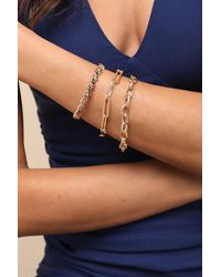 Lulus - Louhi Chain Link Three-Piece Bracelet Set - Lyst