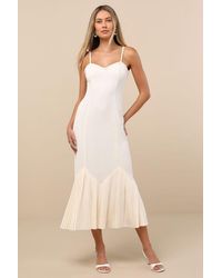 Lulus - Channa Pleated Hem Midi Dress - Lyst